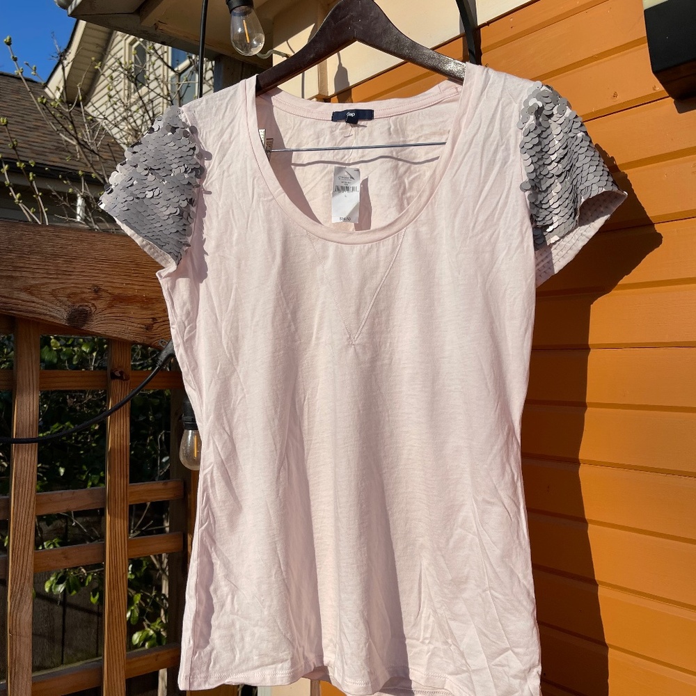 GAP sequin cap sleeve t shirt